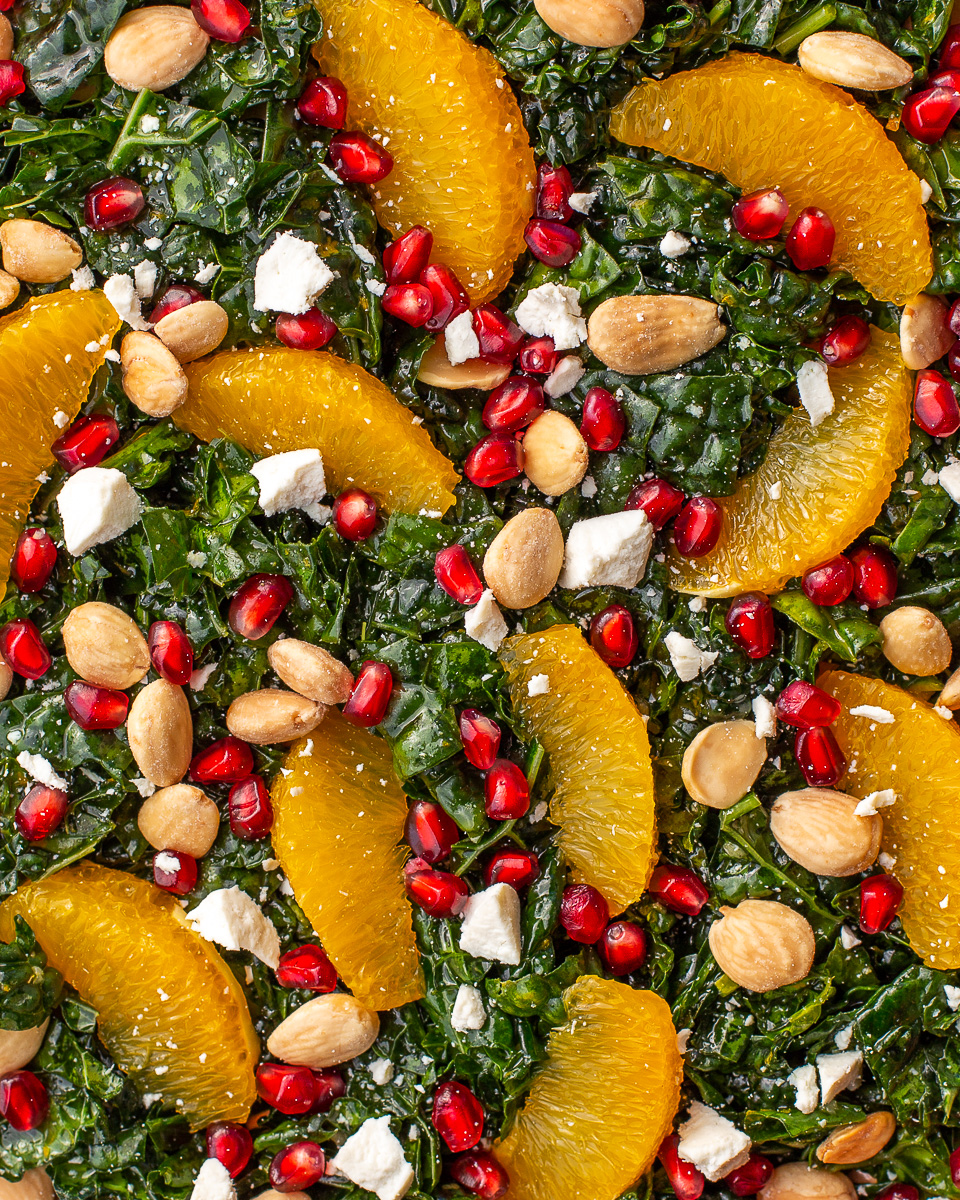 Massaged Kale Salad With Pomegranate Orange Marcona Almonds And