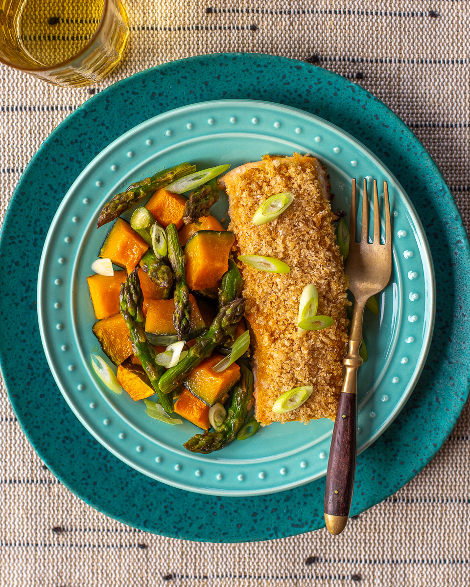 Crispy Curried Salmon with Roasted Kabocha and Asparagus Primal Wellness