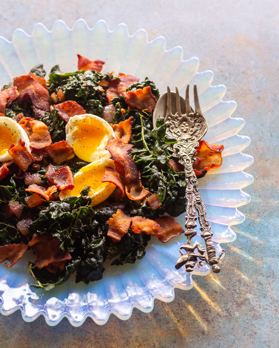 Massaged Kale Salad with Warm Balsamic and Bacon Dressing – Primal Wellness