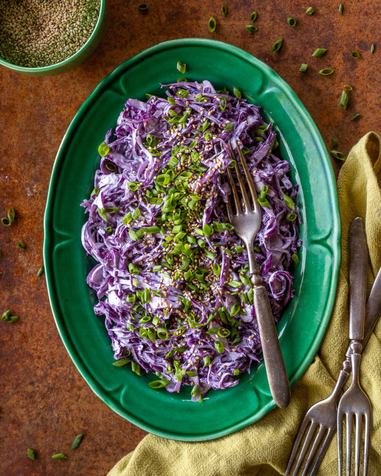 Shaved Cabbage with Hummus Dressing – Primal Wellness