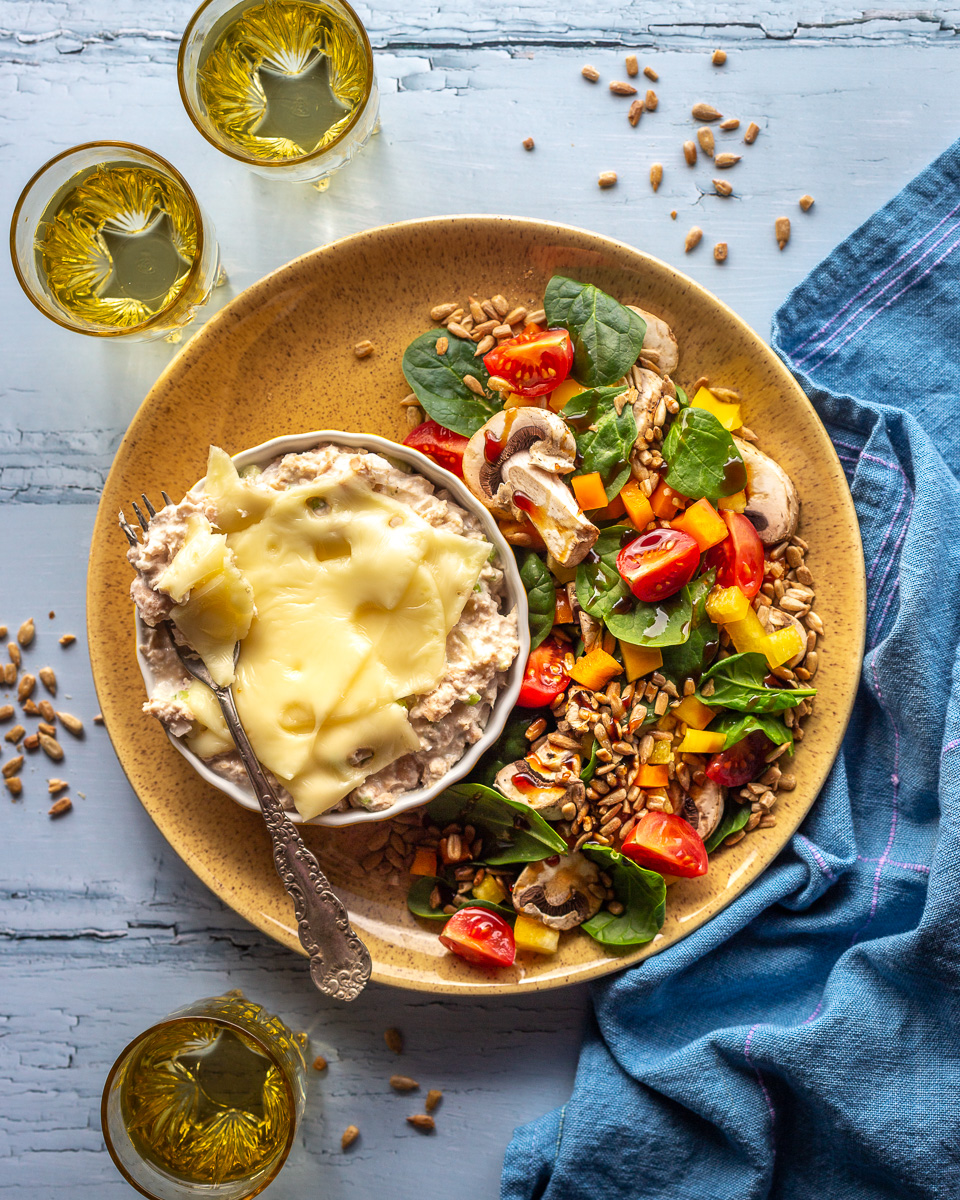 Low-Fat Tuna Salad Melt with Garden Salad – Primal Wellness