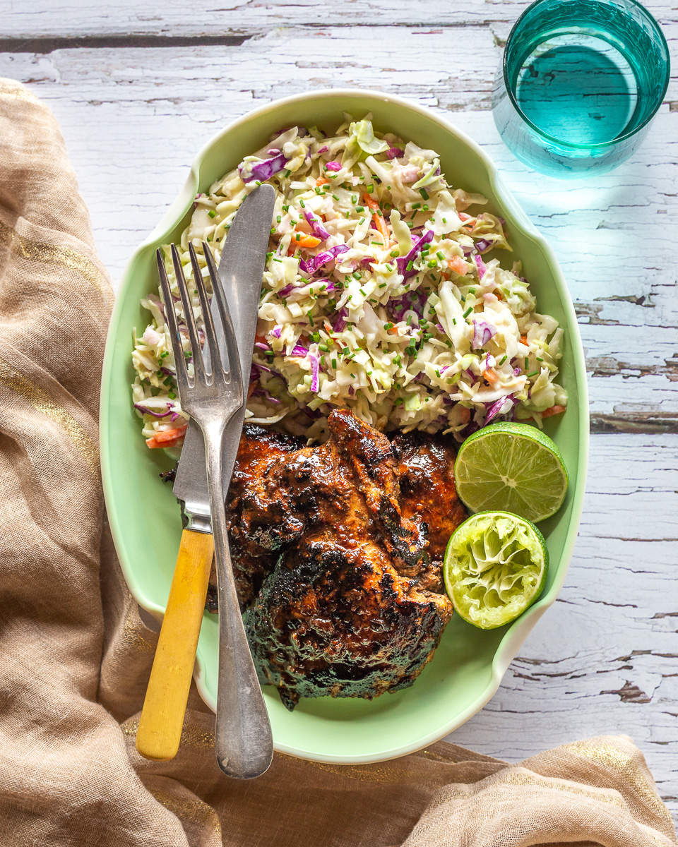 Jerk Chicken Thighs With Coleslaw Primal Wellness