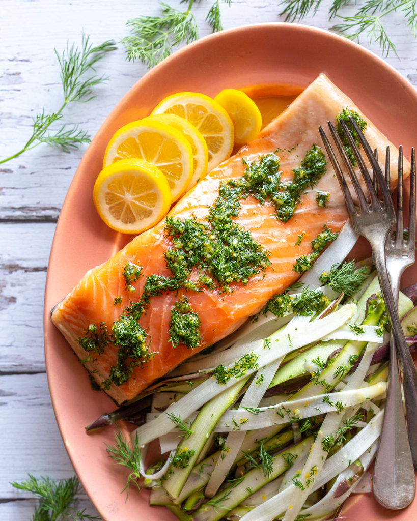 Lemon Dill Salmon with Sesame Green Beans