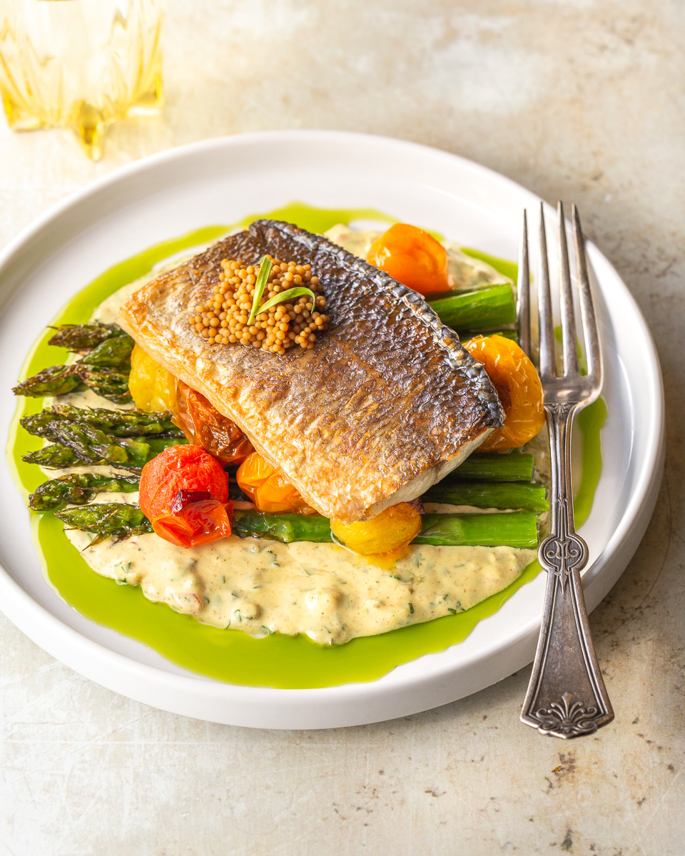 Panfried Sea Bass with Harissa & Rose Recipe